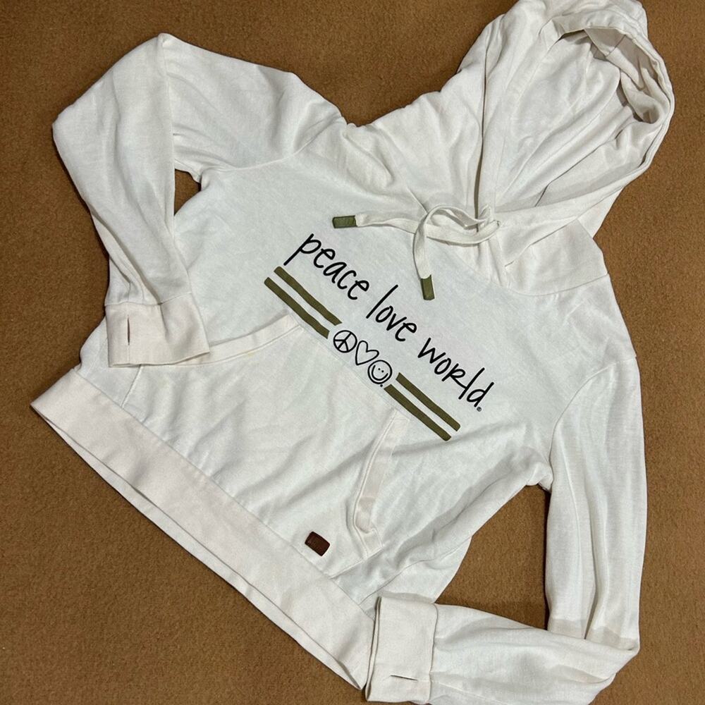 Peace Love World Cream popover hoodie Size XS